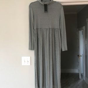 Striped Turtleneck Midi Dress